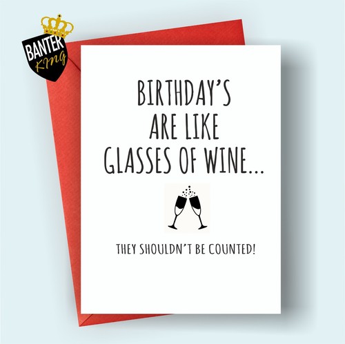 Funny birthday card - card, wine